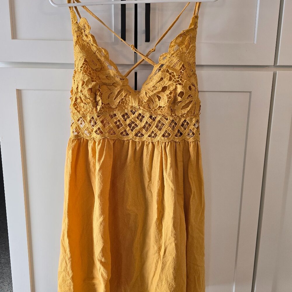 Women's Yellow Boho Sundress Size OXL Mustard Shein Cotton